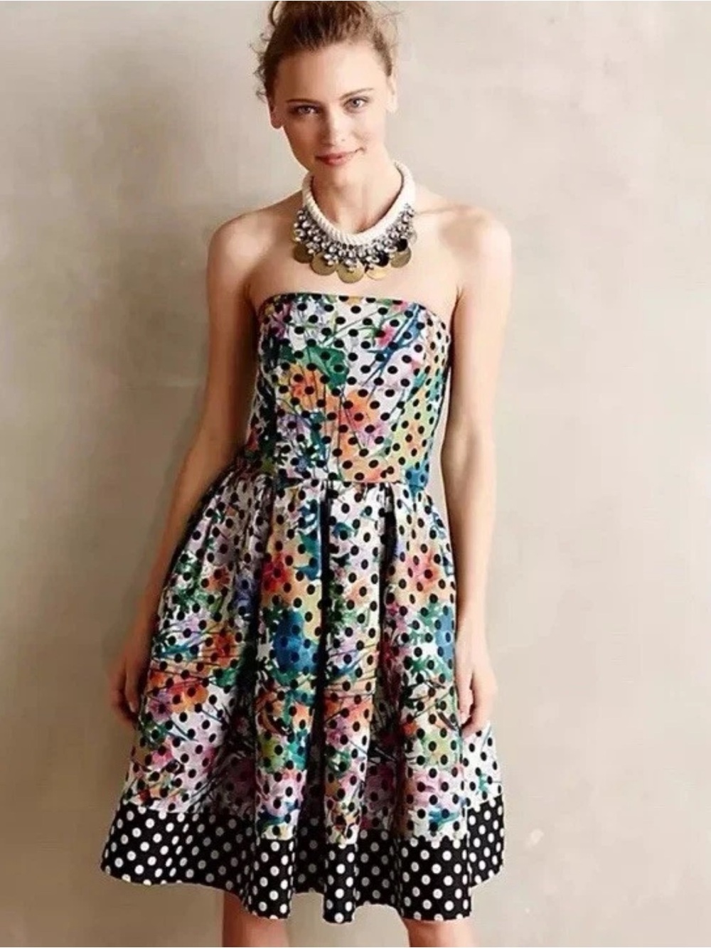 NWT Corey Lynn Calter Polka Dot Strapless Mini Dress